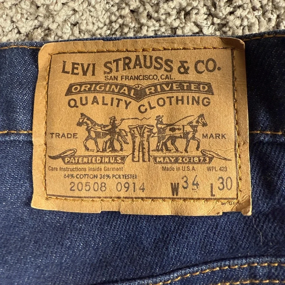 VTG 80s Levis 20508 Mens Jeans 34x30 Straight Leg Orange Tab Made USA Denim‎